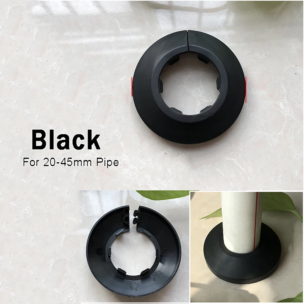 20-50mm Black Radiator Pipe Collar Shower Faucet Angle Valve Pipe Plug Decoration Cover Snap-on Plate Kitchen Faucet Accessories