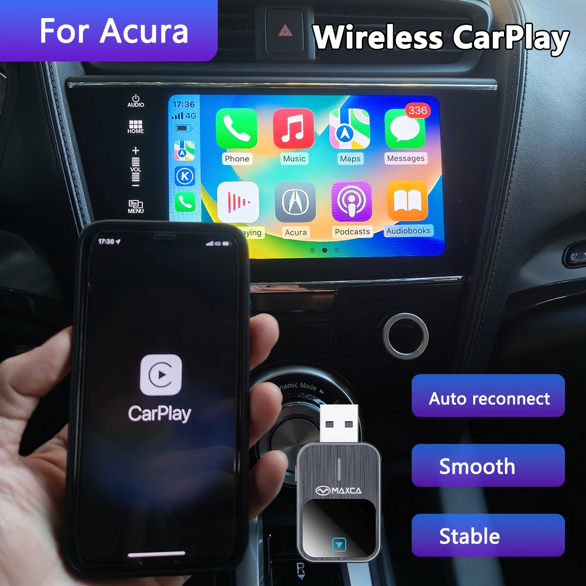 Maxca Smart Box Upgrade Factory Wired Carplay to Wireless Carplay For Acura CDX RDX MDX TLX