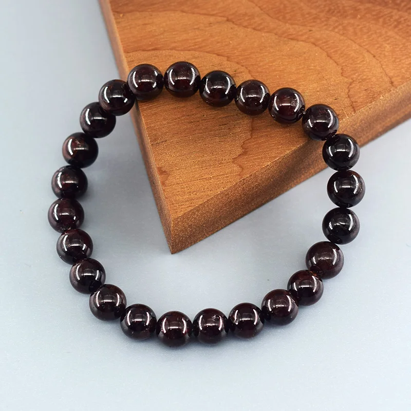 Pulsera de cuentas de piedra granate Natural 5A para mujer, brazalete de cristal para hombre y mujer, regalo de meditación de Yoga, venta al por