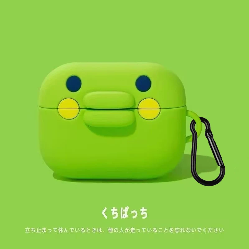 Capa de Silicone Divertida de Sapo Verde de Boca Grande para Fones de Ouvido AirPods Pro 3 1 2 3 4 Pro Pro2 - Capas para Fones de Ouvido Bluetooth Sem Fio