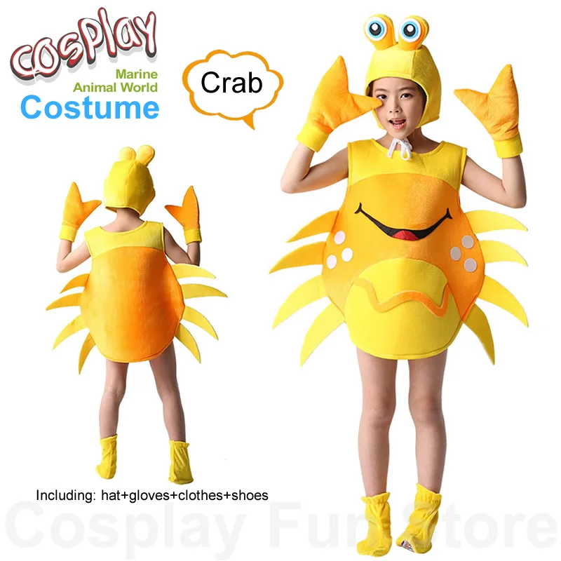 

Marine Animals Crab Cosplay Costume Children Performance Clothing Set Lobster Octopus Hat Clothes Shoe Anime Dancing Dress Show