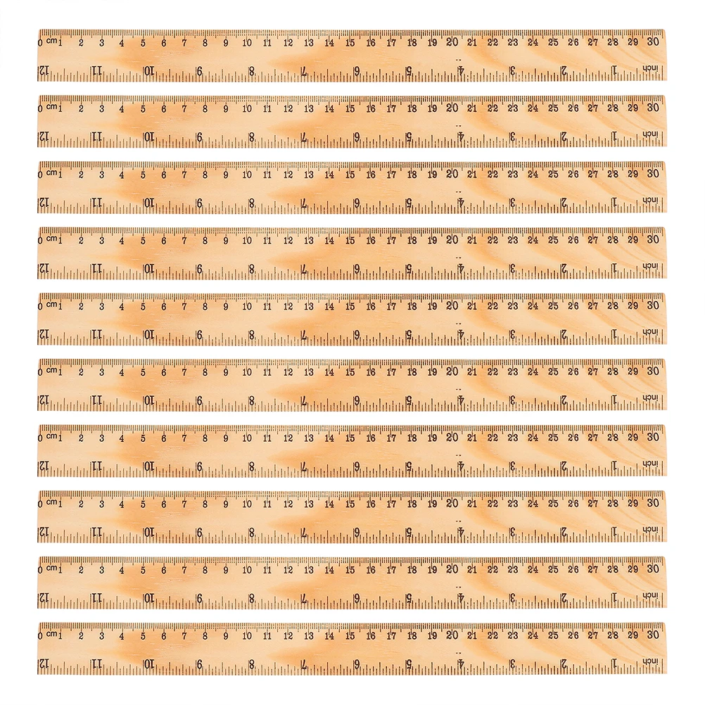 36pcs 12Inch 30Cm Wooden Ruler 2 Scale Edge Measuring Tool For School Classroom Home Office Bulk Pack Craft Study