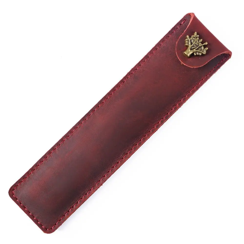 Protective Sleeve Leather Pen Pouch Vintage Exquisite Pen Case Office Supplies Handcrafted Pencil Bag Gift