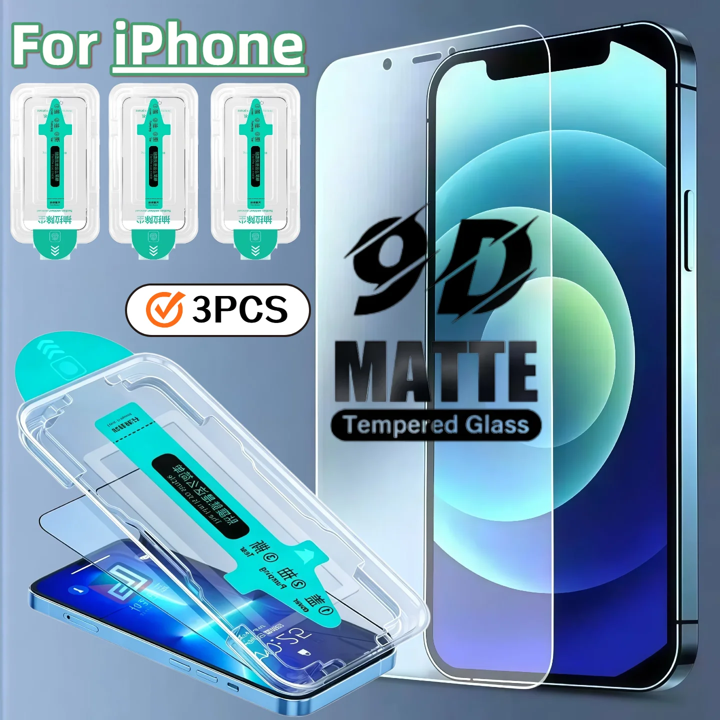 

3PCS Matte HD Tempered Glass Screen Protector for iPhone 17/16/15/14/13 pro Max plus Dust-Free Bubble-Free Clear Protection