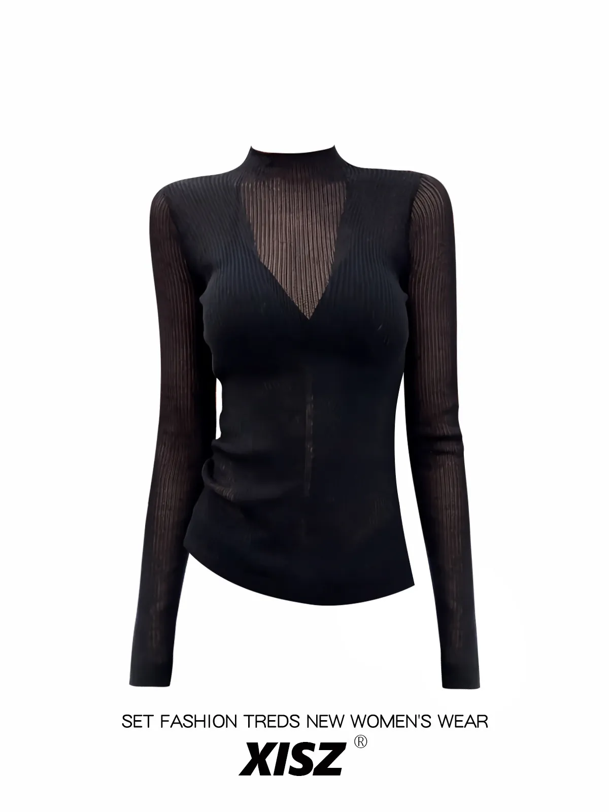 تي شيرت نسائي أسود بتصميم قوطي - مراجعة Turtleneck Knit 90S وسعره