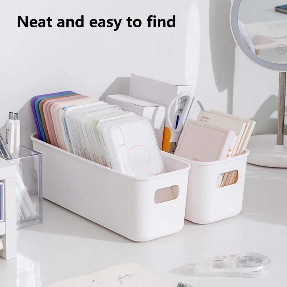 Useful Sundry Box Portable Design Long Lasting Sundries Organizer Case Desktop Storage Box  White Color Storage Box for Home