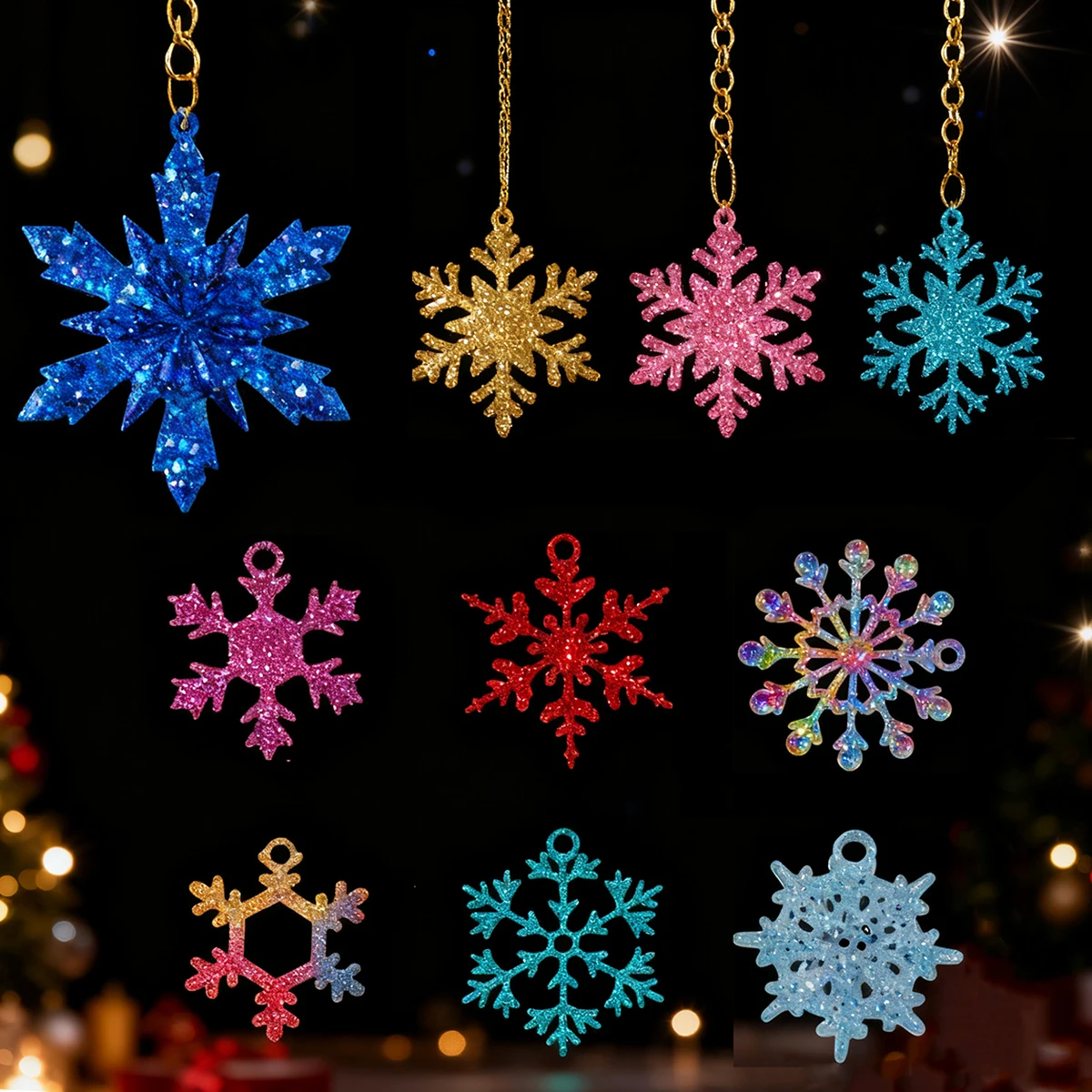 Snowflake Crystal Epoxy Resin Silicone Moulds Christmas Ornaments Pendant DIY Resin Casting Gypsum Mold Holiday Craft Supplies