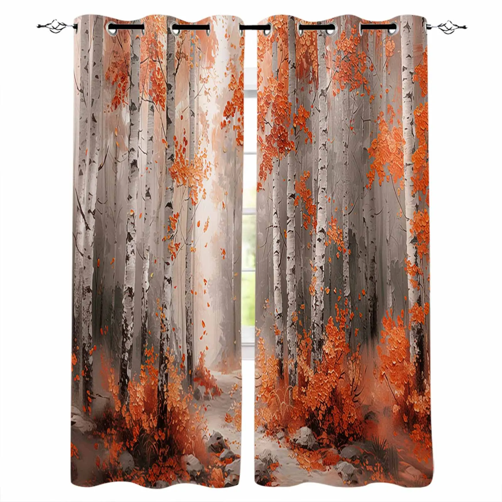 Oil Painting Woods Plants Curtains for Living Room Window Decoration Curtains in Home Kitchen Luxury Bedroom Drapes