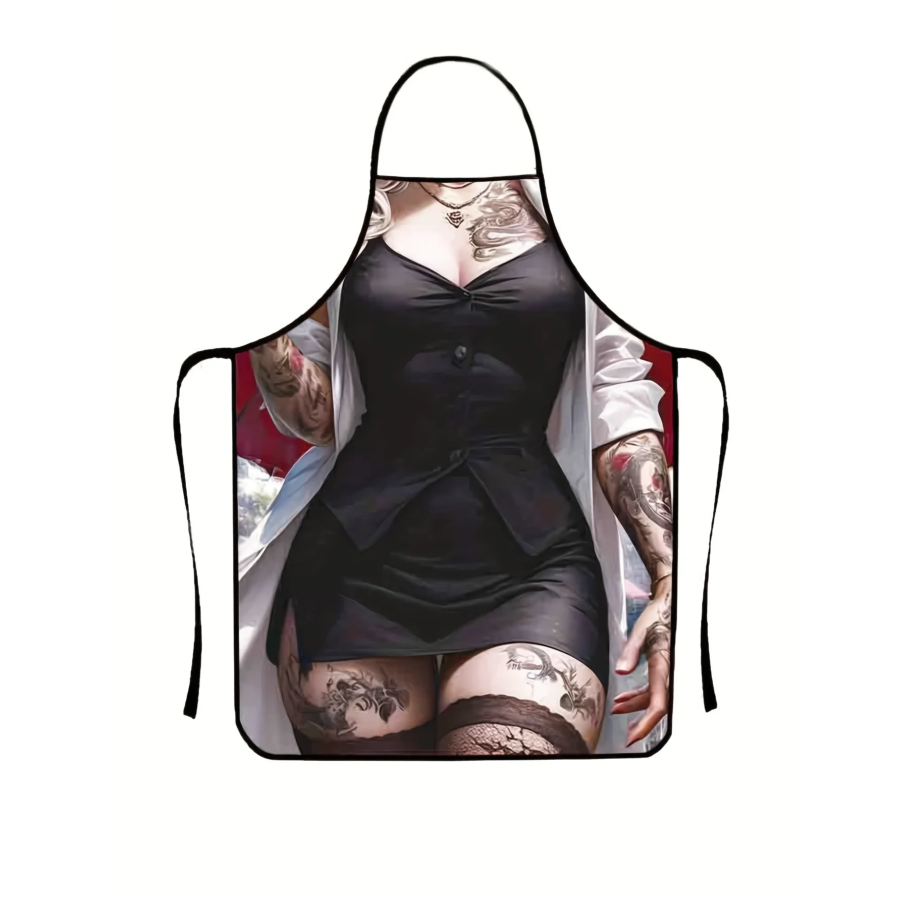 Sexy Tattoo Woman Apron Waterproof Polyester Costume Kitchen Gift for Women