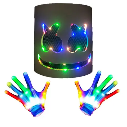 할로윈 LED Marshmallow Cos 댄스 DJ 파티 장식 쇼 소품을위한 빛나는 헬멧 가장 무도회 파티 마스크 글로우 파티 용품