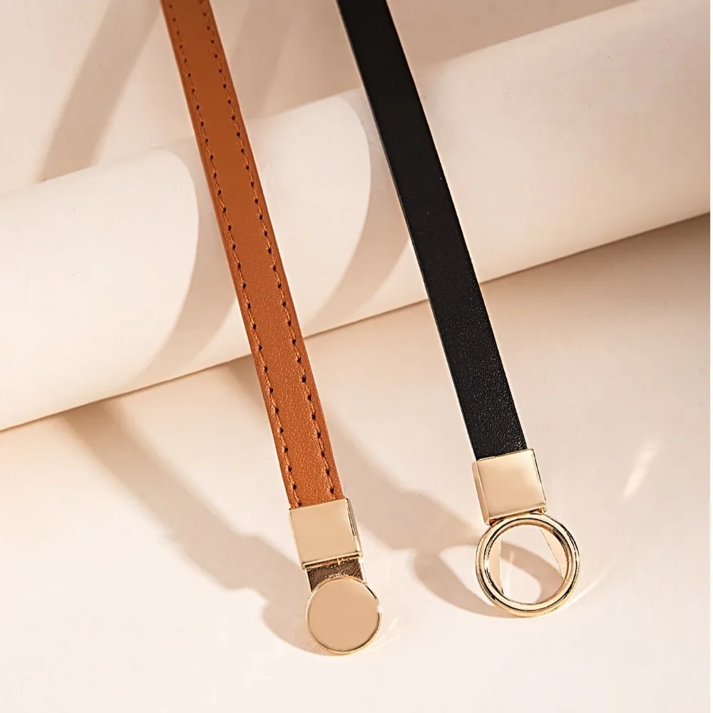 2Piece Fashion Adjustable Womens Belt Multicolor Casual Faux Leather Waistband Waist Band Gifts