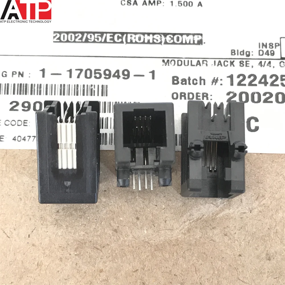 10pcs/lot Original 1-1705949-1 Connector RJ-22 F 4 POS 1.02mm Solder RA Thru-Hole 4 Terminal 1 Port Cat 3 Loose