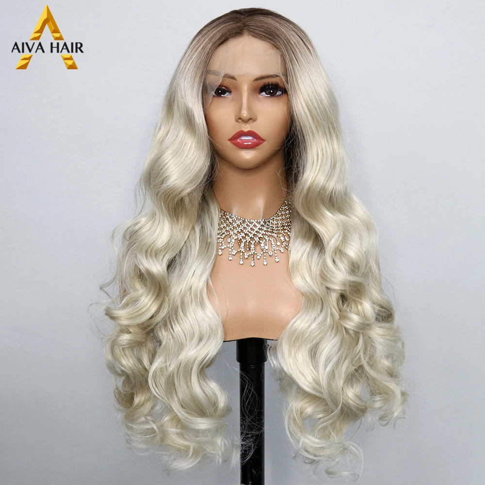 

Ombre Blonde Color Synthetic 13x4 Lace Front Body Wave High Temperature Fiber Drag Queen Wigs For Women Pre Plucked Glueless