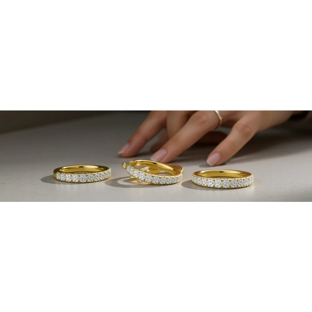 

Кольцо-браслет из муассанита с позолотой из стерлингового серебра 925 пробы, с инкрустацией в оправе, для женщин, можно носить в несколько рядов