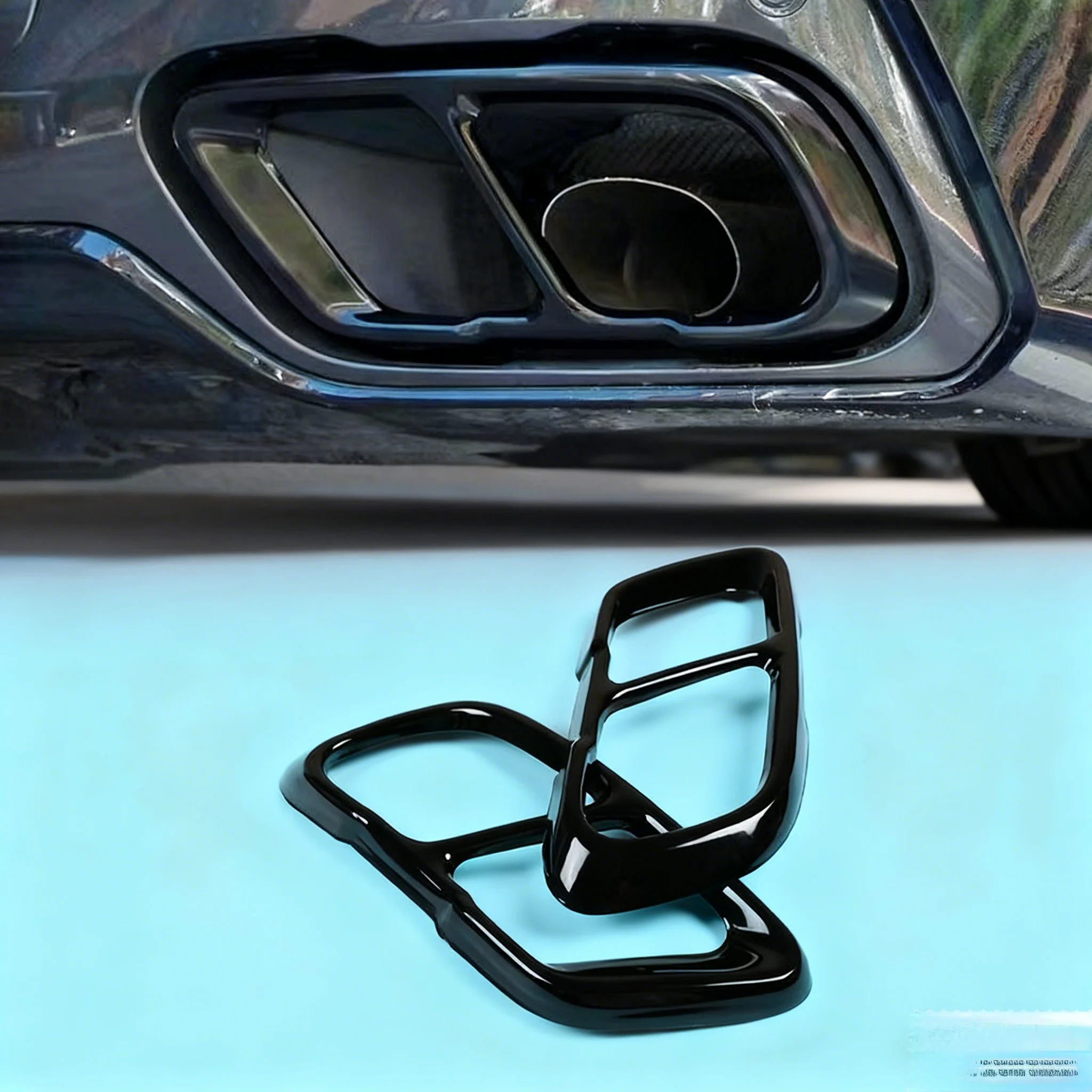 

For 19-24 X5 X6 X7 G05 G06 G07 Sticker Type Black Exhaust Tip Cover Stainless Steel Material
