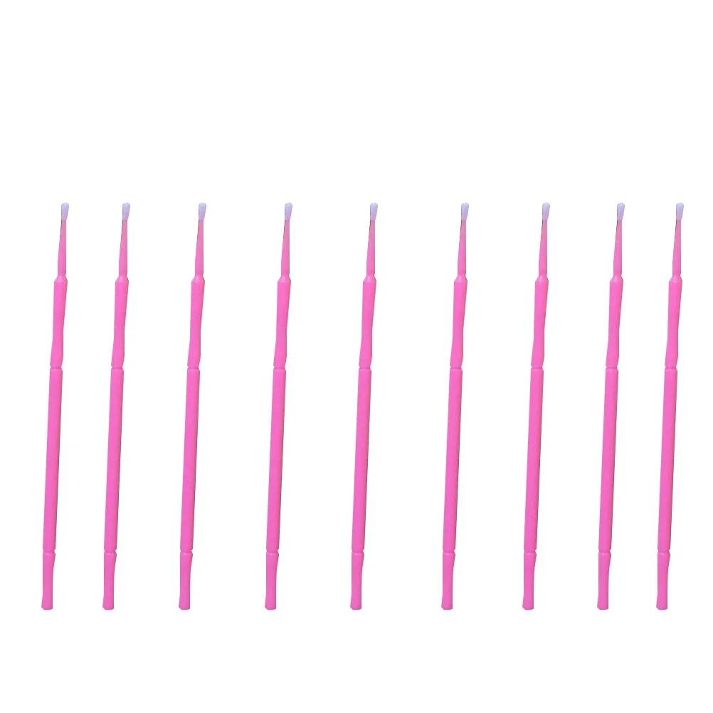 100 Uds extensión de pestañas hisopos de algodón desechables Micro aplicador cepillos tamaño rosa herramientas de maquillaje sanitario precisión