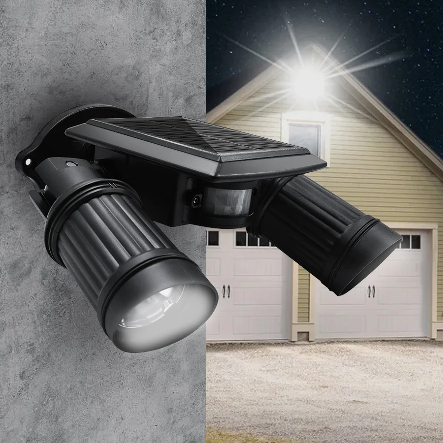 Solar Lights Outdoor Motion Sensor Security Lights Solar Wall Lamp with Adjustable Dual Head LED Waterproof Spotlight for Garden