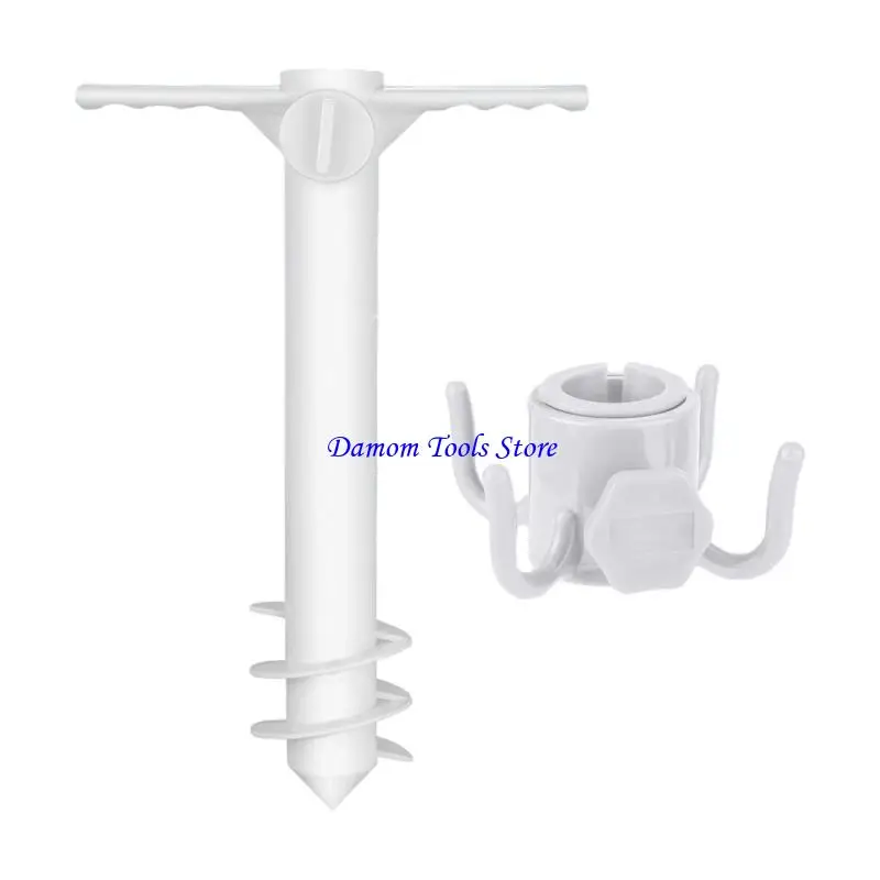 57BE Heavy Duty Windproof Beach Umbrella Anchors ABS Three Helical Ground Stakes Suitable For Outdoor Stability Sand Camping