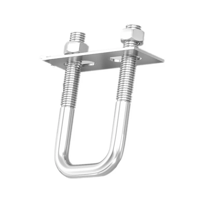 M6810 Squa Bolt 304 Stainless Steel U-screw Square Clamp Square Pipe Clamp Right Angle Bolt With Baffle  Square Clamp Hw20-200mm