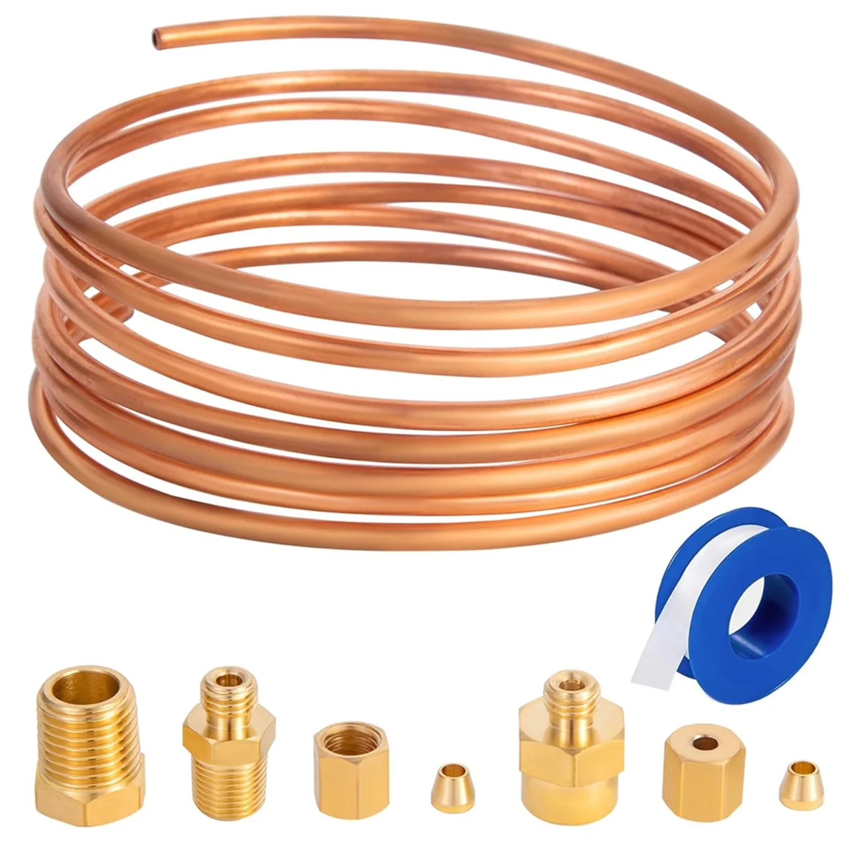 

72inch Oil Pressure Gauge Tubing Kit,Set of Copper Tube with 1/4inch X1/8inch NPT,1/8inch NPT Male