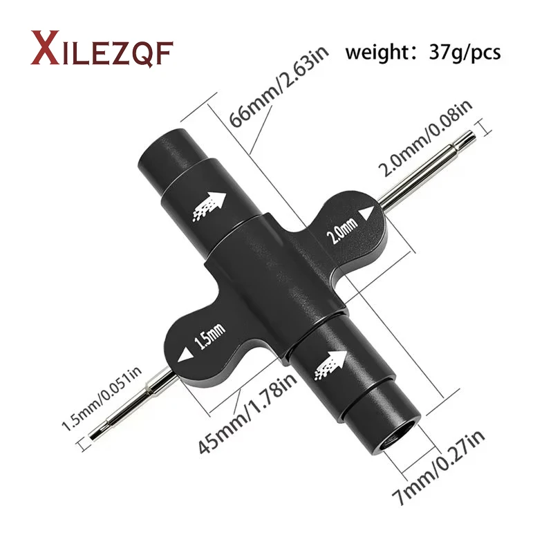 XILEZQF RC ABVG RC Outer Hex Wrench Universal Tool with 7mm Sleeve 1.5Mm/2Mm Hex Screwdriver Spanner for RC Car Repair