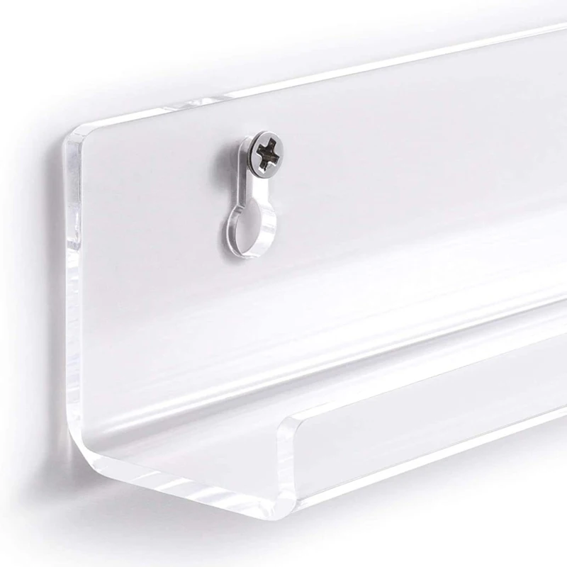 4/8pcs 4/7/12/15 Inch Clear Record Holder Floating Shelves Acrylic Album Display Holder for Decorate Your Office Home