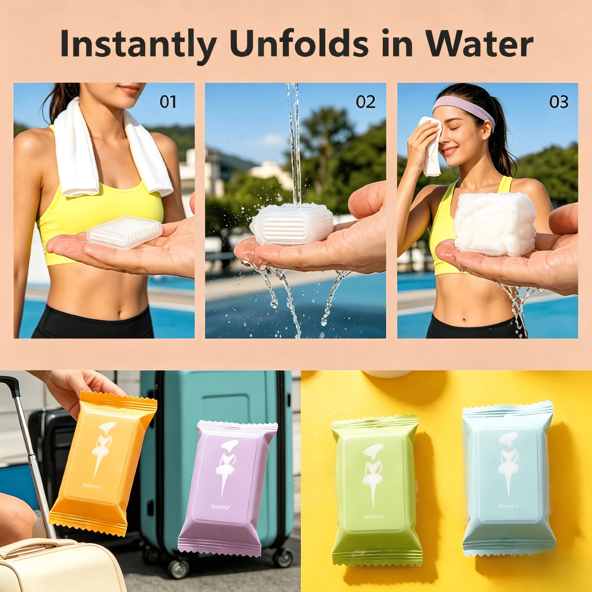 14Pcs Candy Colored Compressed Towels Individually Wrapped Disposable Compressed Face Wipes Portable Disposable Compressed Face Towels For Outdoor Travel Business Trip Hotel Daily Use