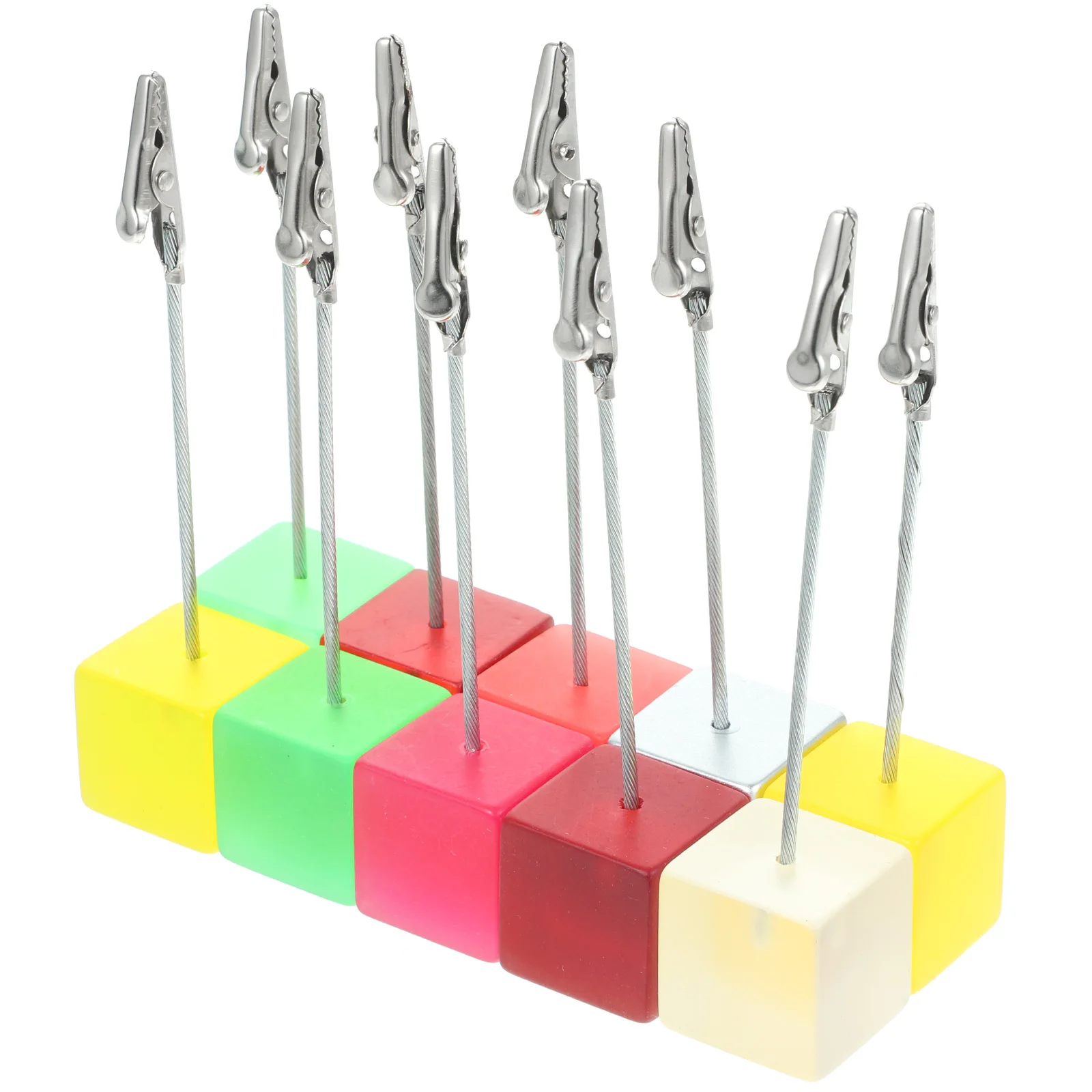 10Pcs Colorful Cube Base Photo Clips Desktop Picture Holders Memo Card Stands Table Number Sign Holders