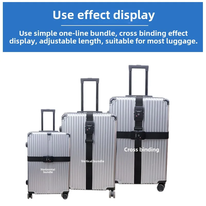1pc Travel check fixed luggage Strap TSA Customs Code lock one line adjustable packing strap
