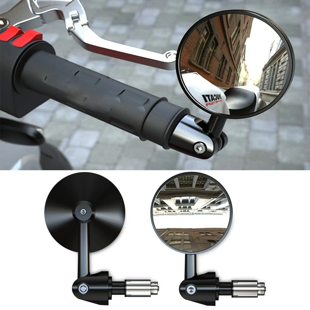 2 pièces 1 paire de rétroviseurs d'extrémité de barre de poignée de Moto accessoires de Moto 16mm guidon de Moto universel rond barre de poignée de 7/8 "