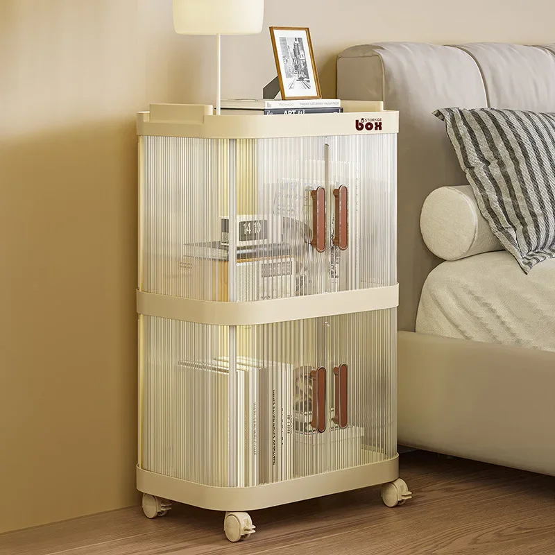 

Multifunctional Storage Box Cabinet 4Layer Stackable Sundries Organizer with Pulley Storage Rack Kitchen Bathroom Home Furniture