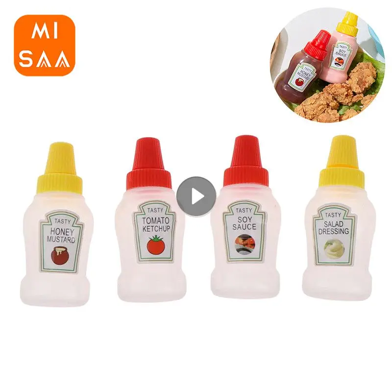 Portable Mini Squeeze Bottle Sauce Ketchup Bottle Squeeze Jar Container Plastic Lunch Box Salad Dressing Bottle Accessories