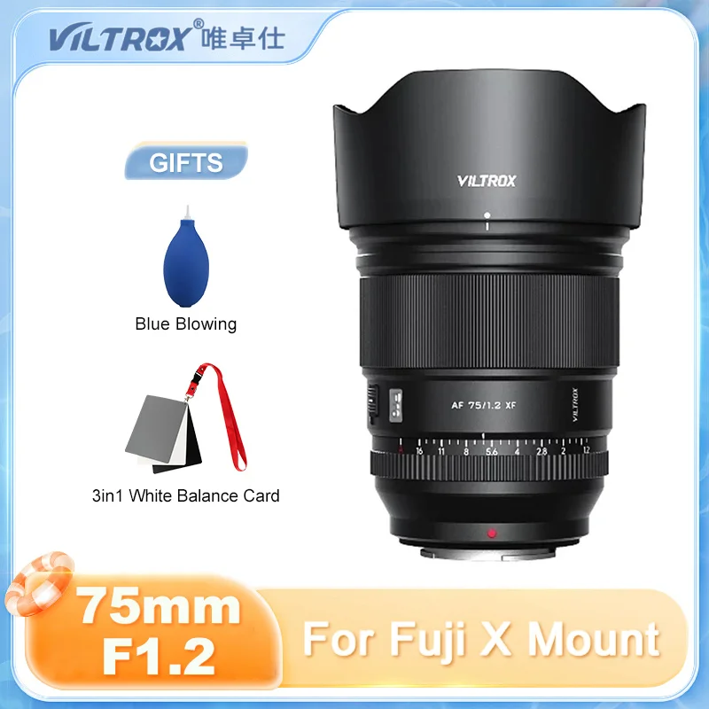 

VILTROX FujiX Lens V-log Auto Focus 75mm F1.2 Pro Large Aperture Portrait APS-C for Fujifilm XF Mount X-T4 T100 X-T30 xs10 Video