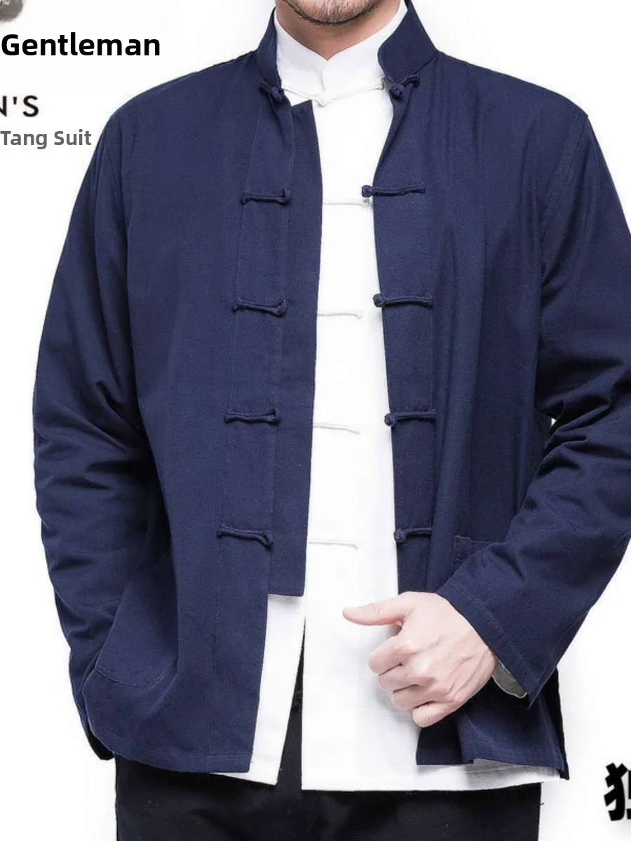 

New Wind Tang Style Casual Winter Jacket for Middle-Aged And Elderly Men Traditional Chinese Ethnic Clothing Outerwear