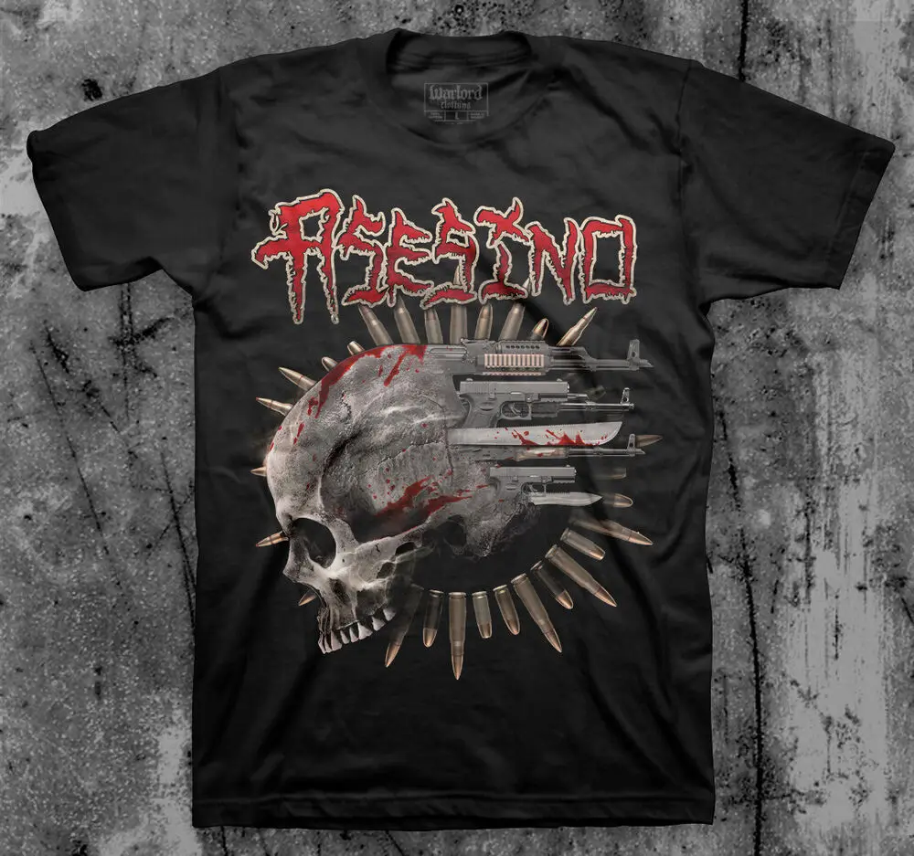 Asesino 'Weaponized Skull' T Shirt  High Quality 100%Cotton Short Sleeve