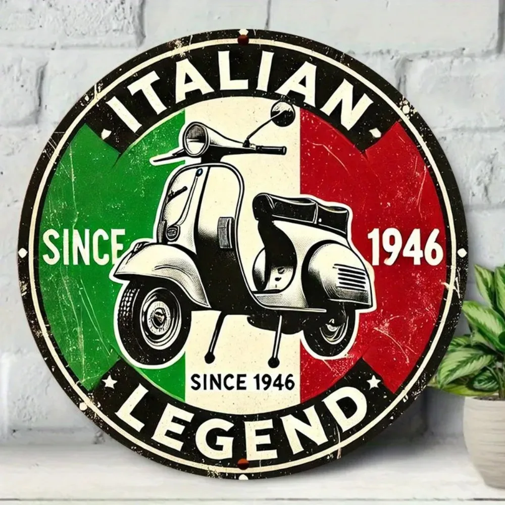 Vintage Italian Scooter Aluminum Sign - 7.8