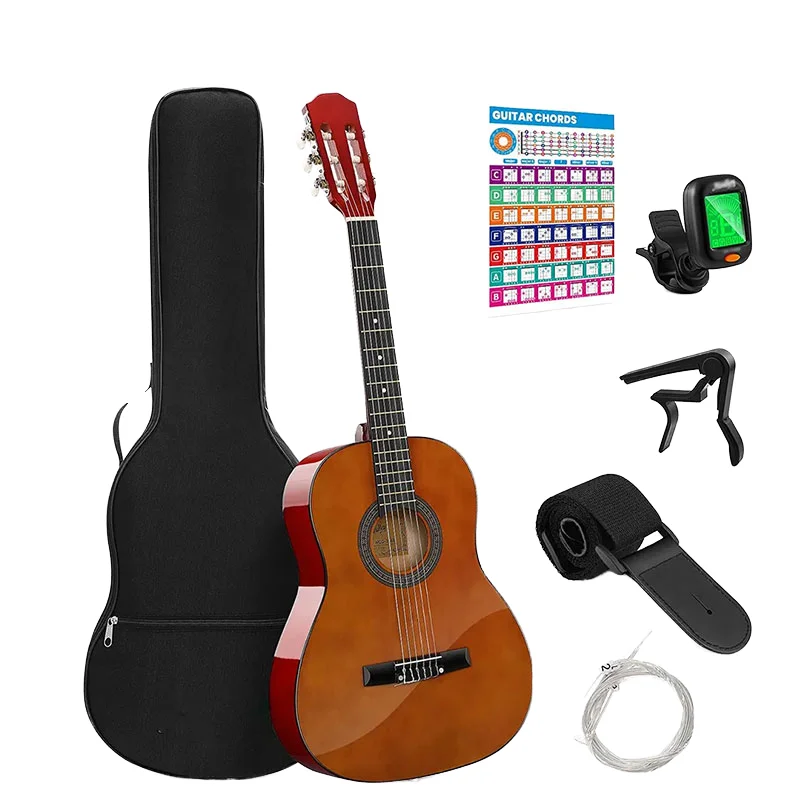 

Classic Acoustic Electric Black Travel Guitar With Transparent Bass for Practice and Daily Use