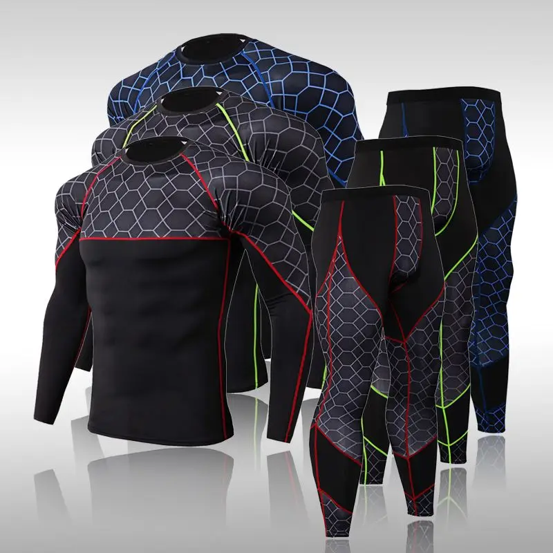 

Motorcycle Riding Men's Lined Winter Warm Long Compression Bottom Suit Thermal Underwear Sportswear Set Skiing Base Layer