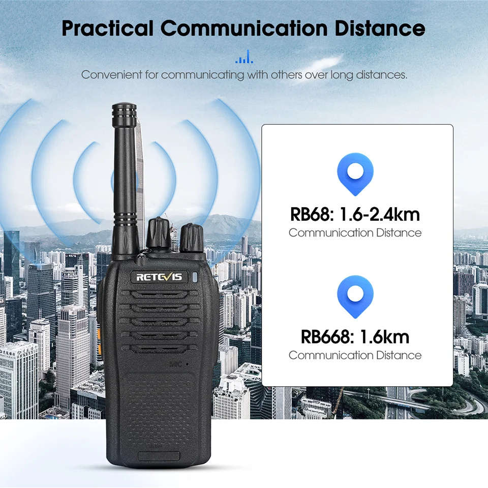 RETEVIS RB668 Walkie-Talkie 4 Stück FRS Zweiwege-Funkgerät mit Typ-C-Ladegerät Tragbare Lizenzfreie Funkgeräte für Hotel und Restaurant – Detail 10