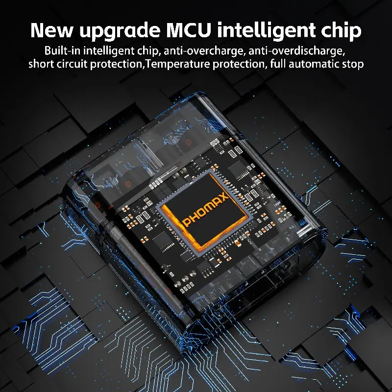 PHOMAX Hochwertige 4 Stück AA wiederaufladbare zylindrische Lithium-Ionen-Batterien mit intelligenter LED-Anzeige, professionelles Batterieladegerät