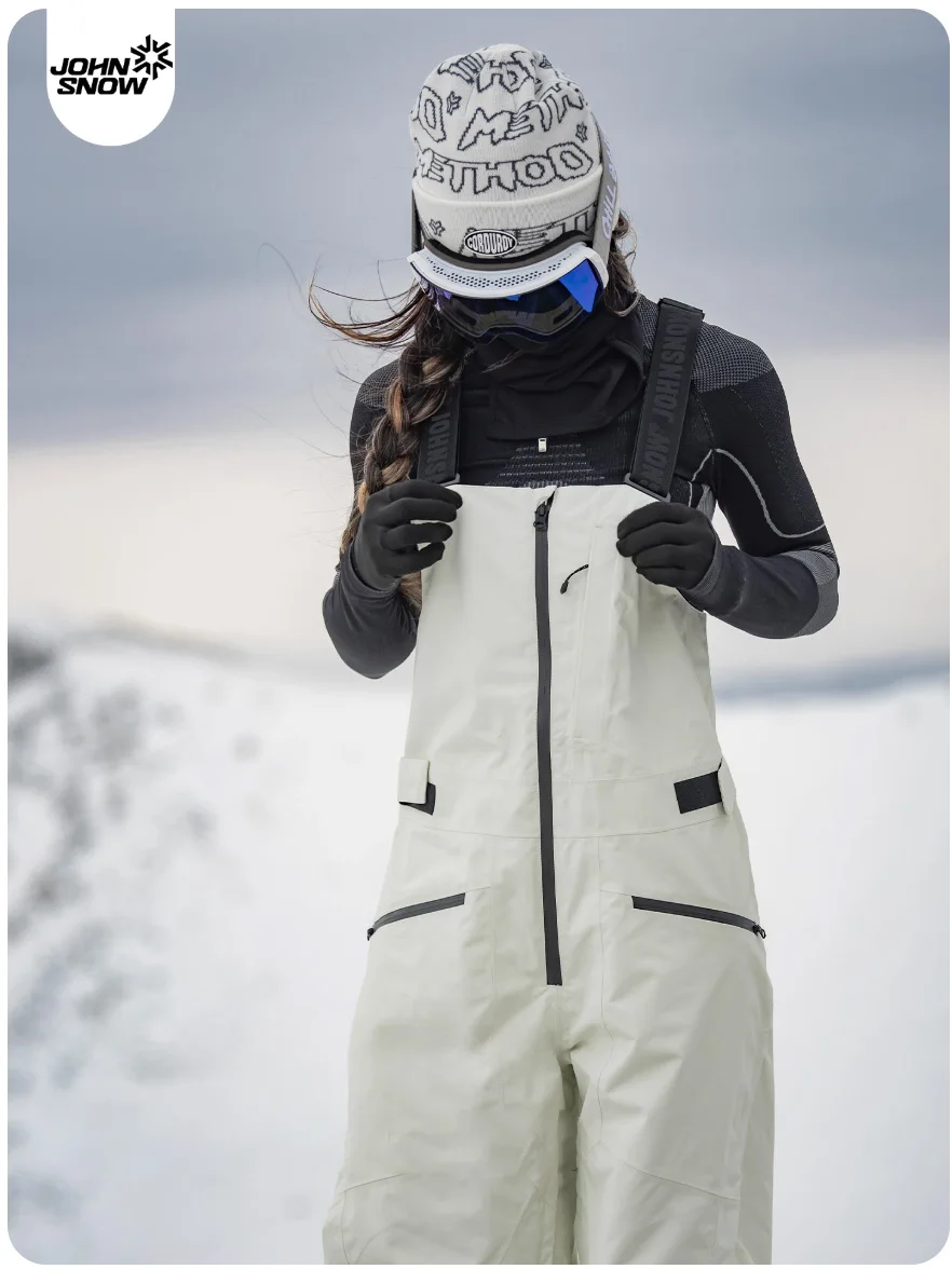 John Snow Women's Insulated Ski Bib Pants Waterproof Windproof Snowboard Overalls Thermal Winter Snow Bibs with Fleece Lining