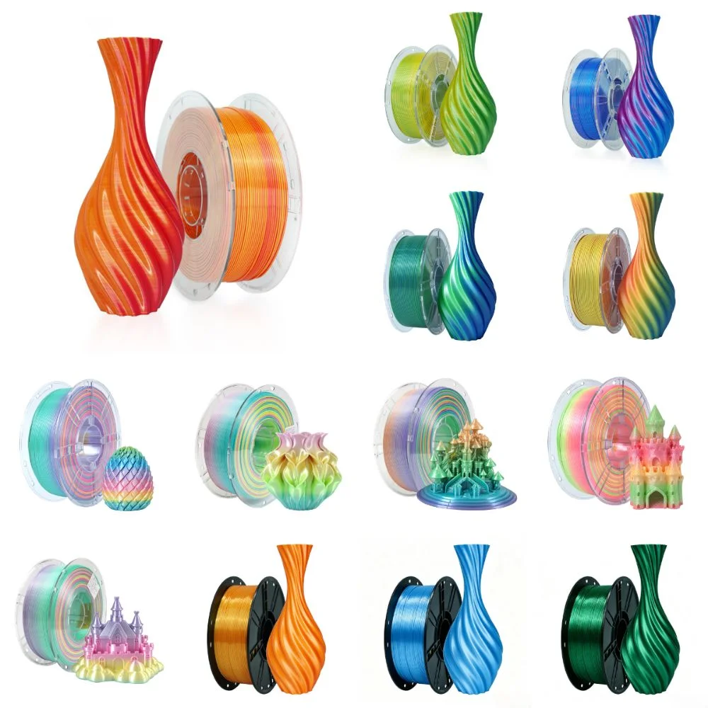 1.75mm 3D Printer Filament PLA Multi-Color PLA Filament Neatly Wound Rainbow Color PETG Filament Artistic Use