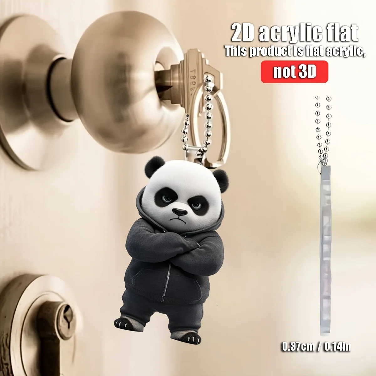 2D Angry Panda Hanging Ornament Acrylic Car Keychain & Backpack Accessories Halloween Party Gift Charm Pendant Creative Wallets