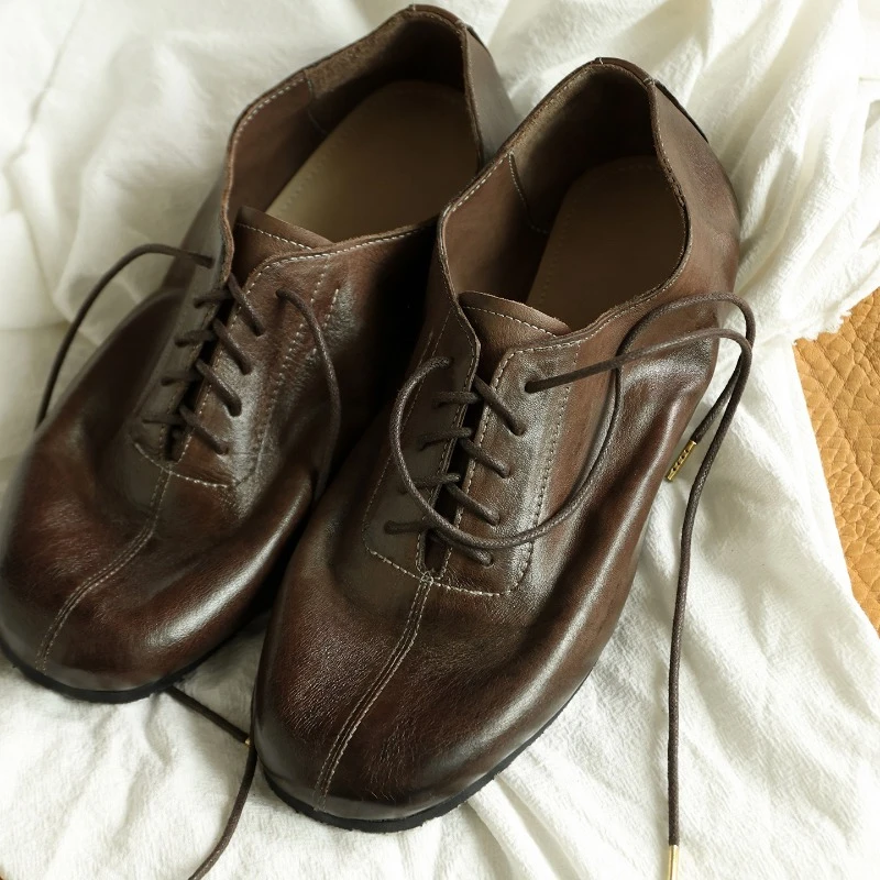 

Designer Fashion British Genuine Leather Breathable Derby Casual Shoes Men's Lightweight Flat Work Walking High Quality Shoes