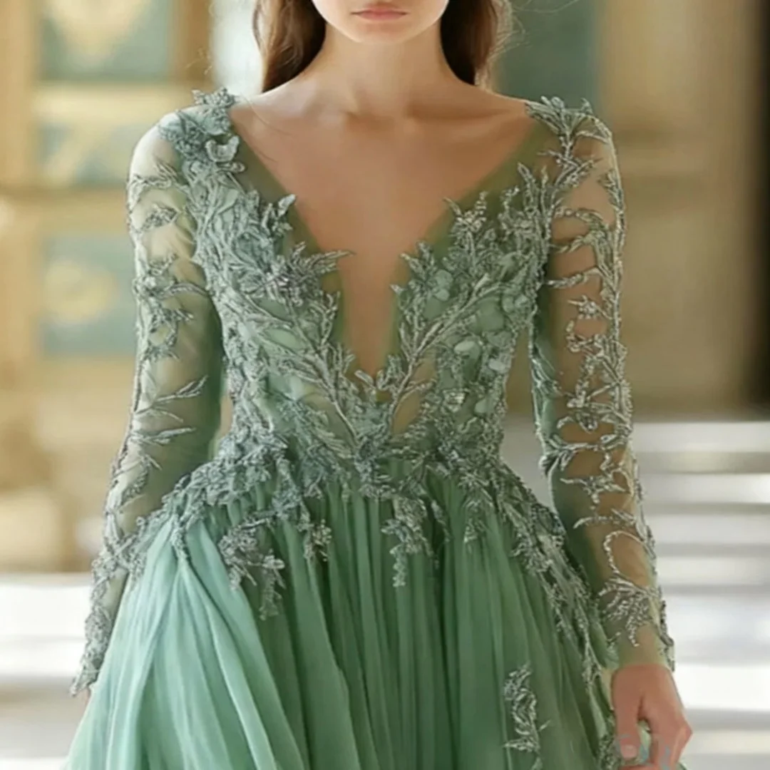 Robe trapèze personnalisée, col en V, longueur au sol, robes de soirée formelles, robes de bal d'anniversaire pour femmes