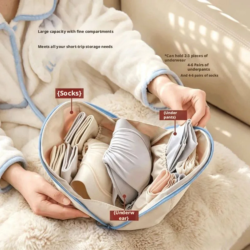 2026 Bra Storage Case Underwear Organizer Bag Separate Compartments Handheld Lingerie Storage Bag Polyester Foldable