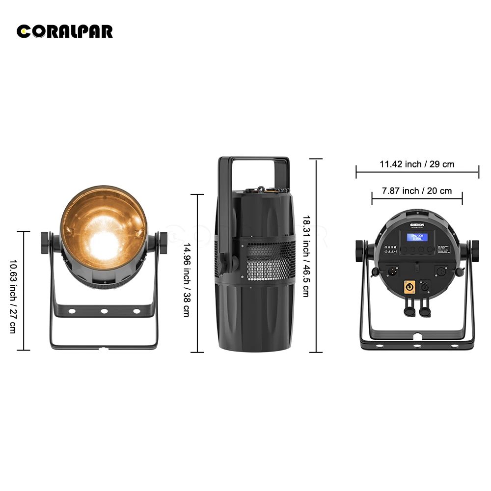 Imagem -03 - Coralpar Cob 300w Zoom Par Iluminação à Prova Dip65 Água Luz Ip65 Branco Quente Iluminação de Palco para Casamento ao ar Livre dj Igreja Barra