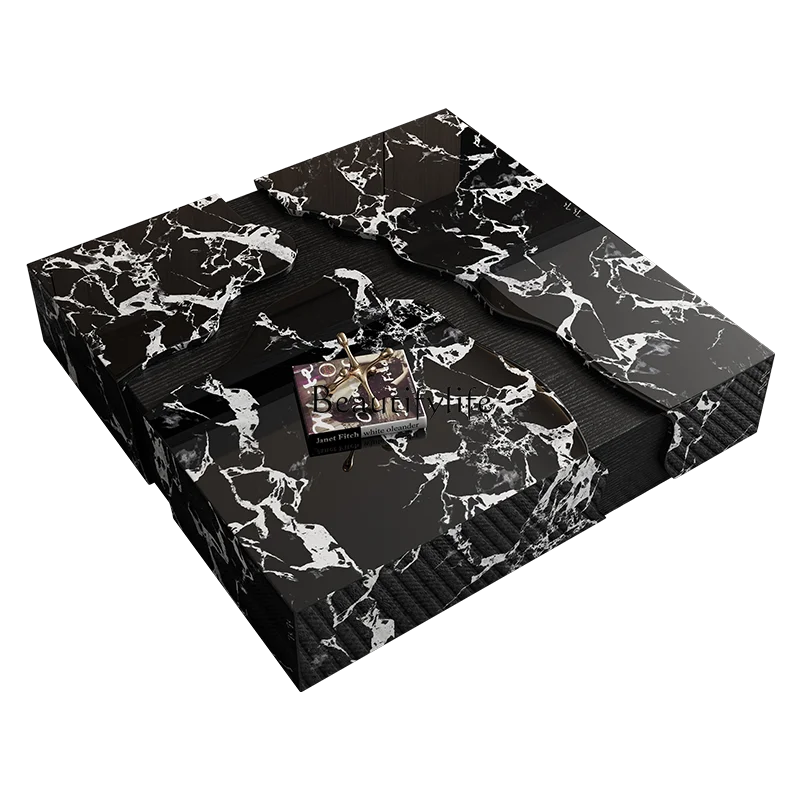 

Italian minimalist marble coffee table high-end square living room home art table