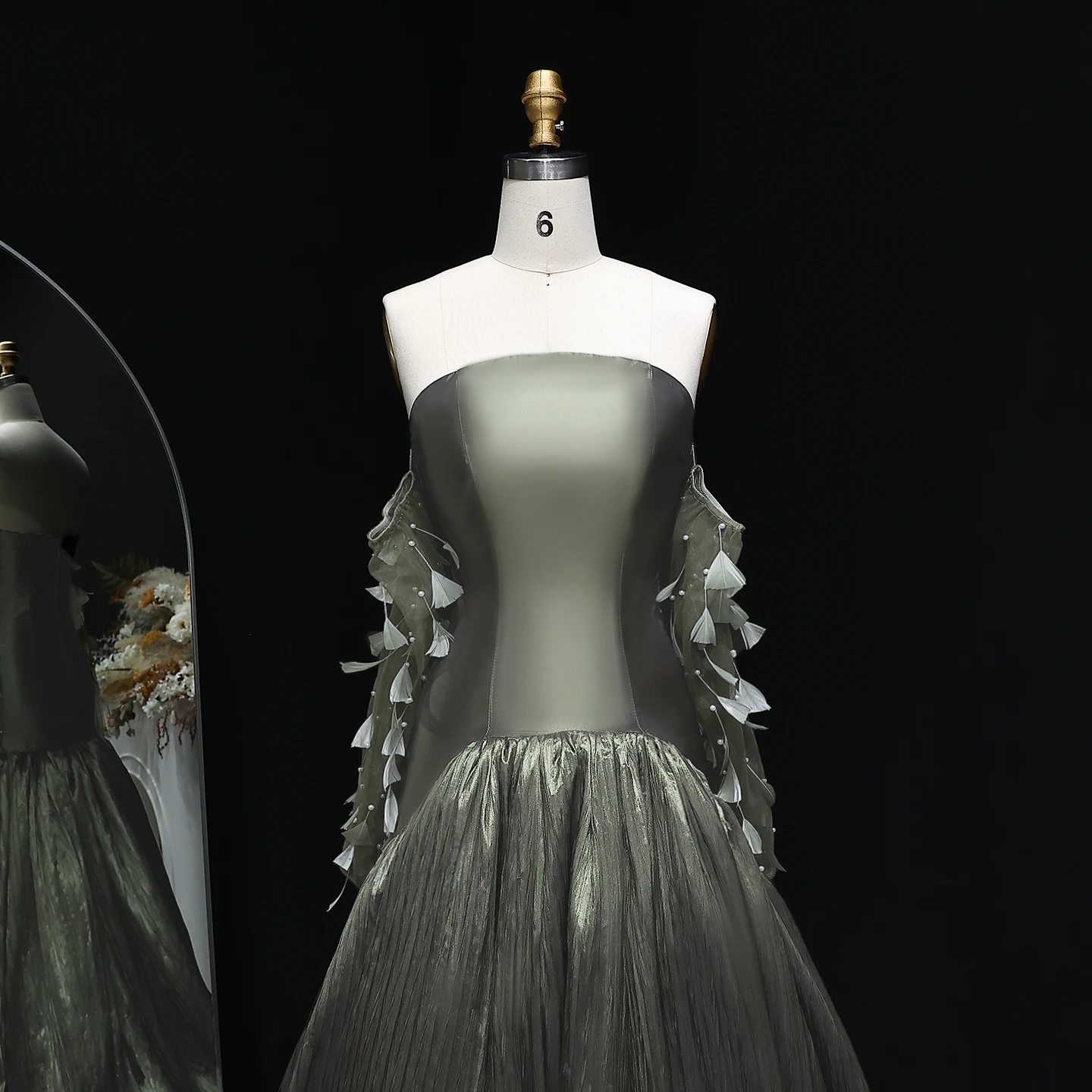 شارون سعيد فاخر أخضر ساتان عاري الكتفين فستان سهرة 2025 أنيق للنساء حفلة موسيقية رداء حفلات الزفاف SF211 مخصص