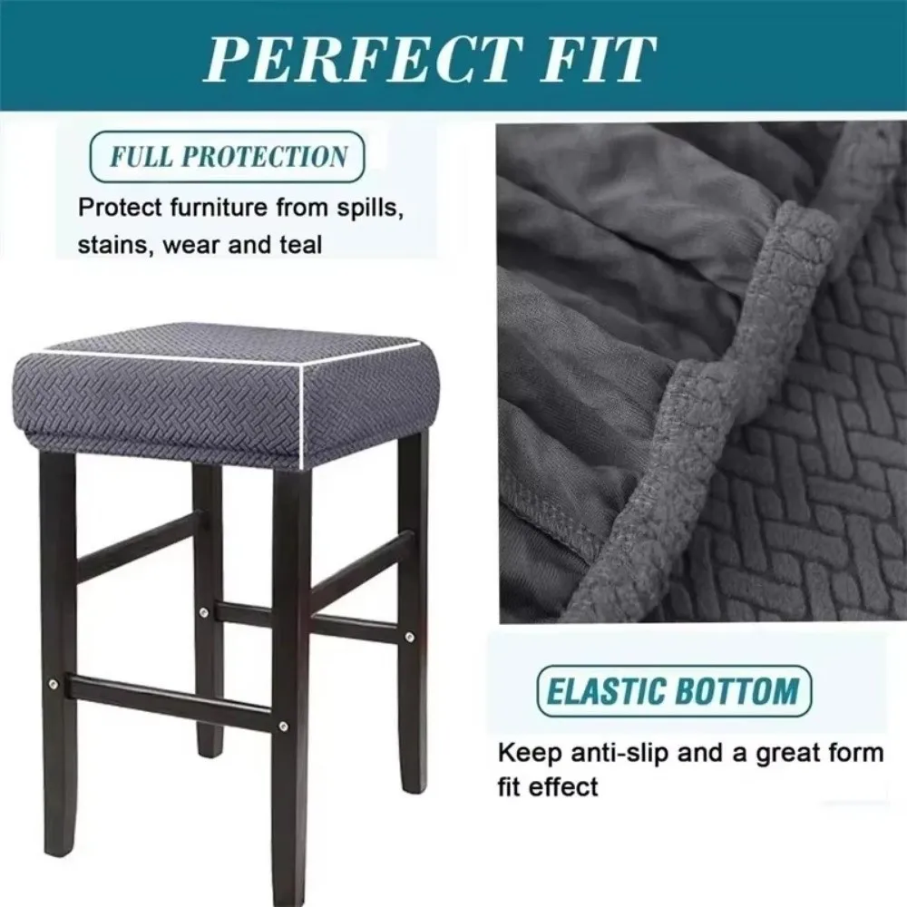 Washable Stretchable Bar Stool Covers Anti-dirty Square Stool Protector Dust-proof Soft Saddle Seat Covers Vanity Stool